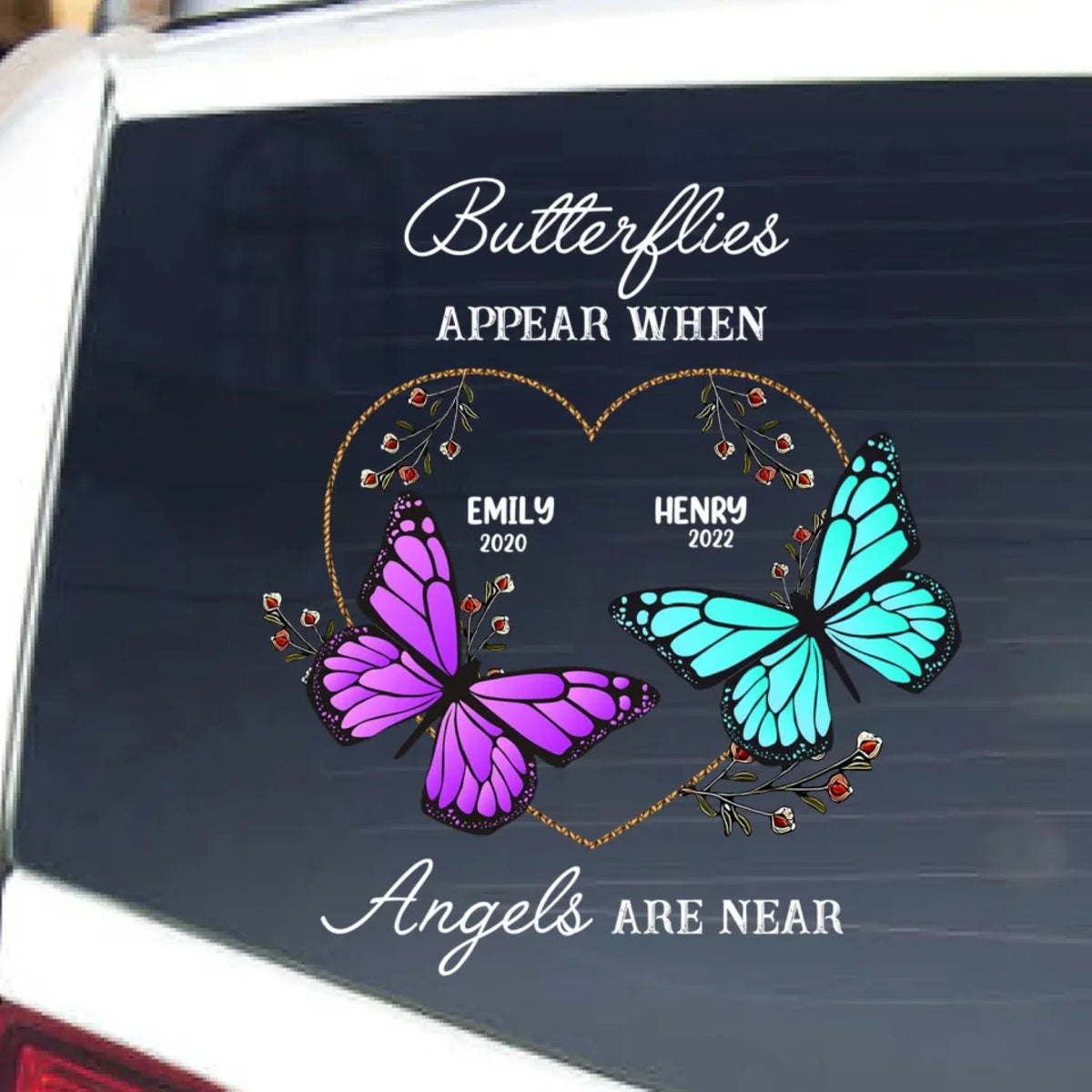 Butterflies Appear When Angels Are Near - Personalized Decal, Memorial Gift For Loss Of Loved One