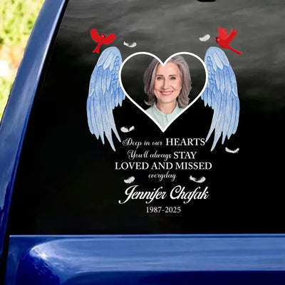 Deep In Our Heart You’ll Always Stay - Personalized Decal, Memorial Gift For Loss Of Loved One