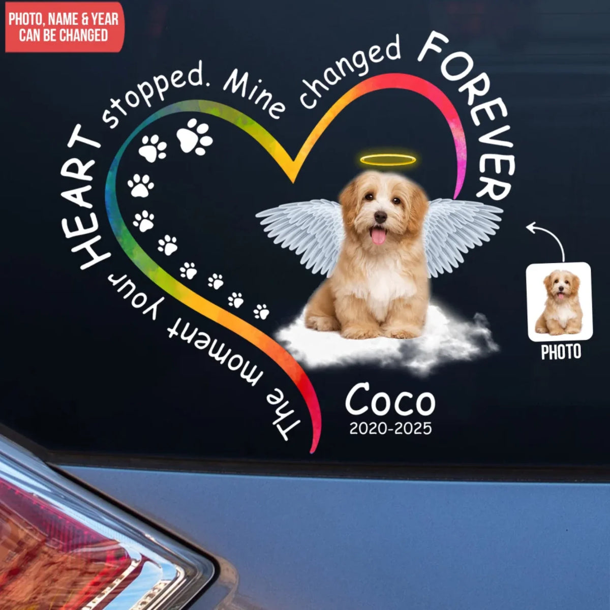Custom Dog Photo, The Moment Your Heart Stopped - Personalized Decal, Memorial Gift