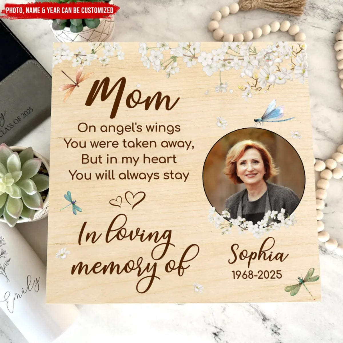 In My Heart You Will Always Stay - Personalized Memory Box, Memorial Keepsake Storage Box, Gift For Loss Of Loved One