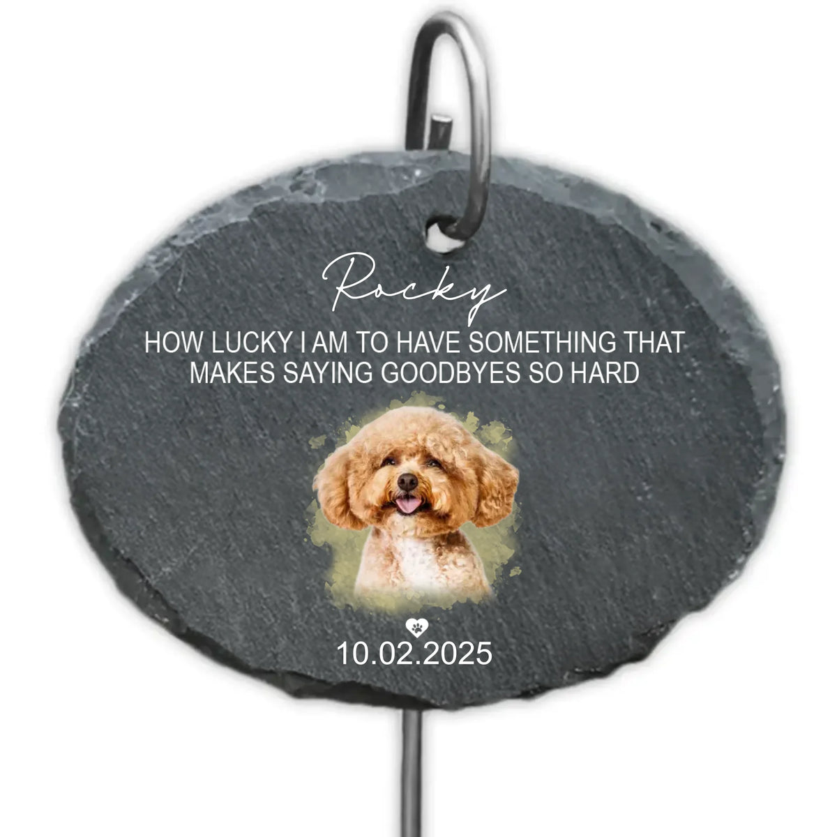 How Lucky I Am To Have Something That Makes Saying Goodbyes So Hard - Personalized Garden Slate, Memorial Gift For Loss Of Pet