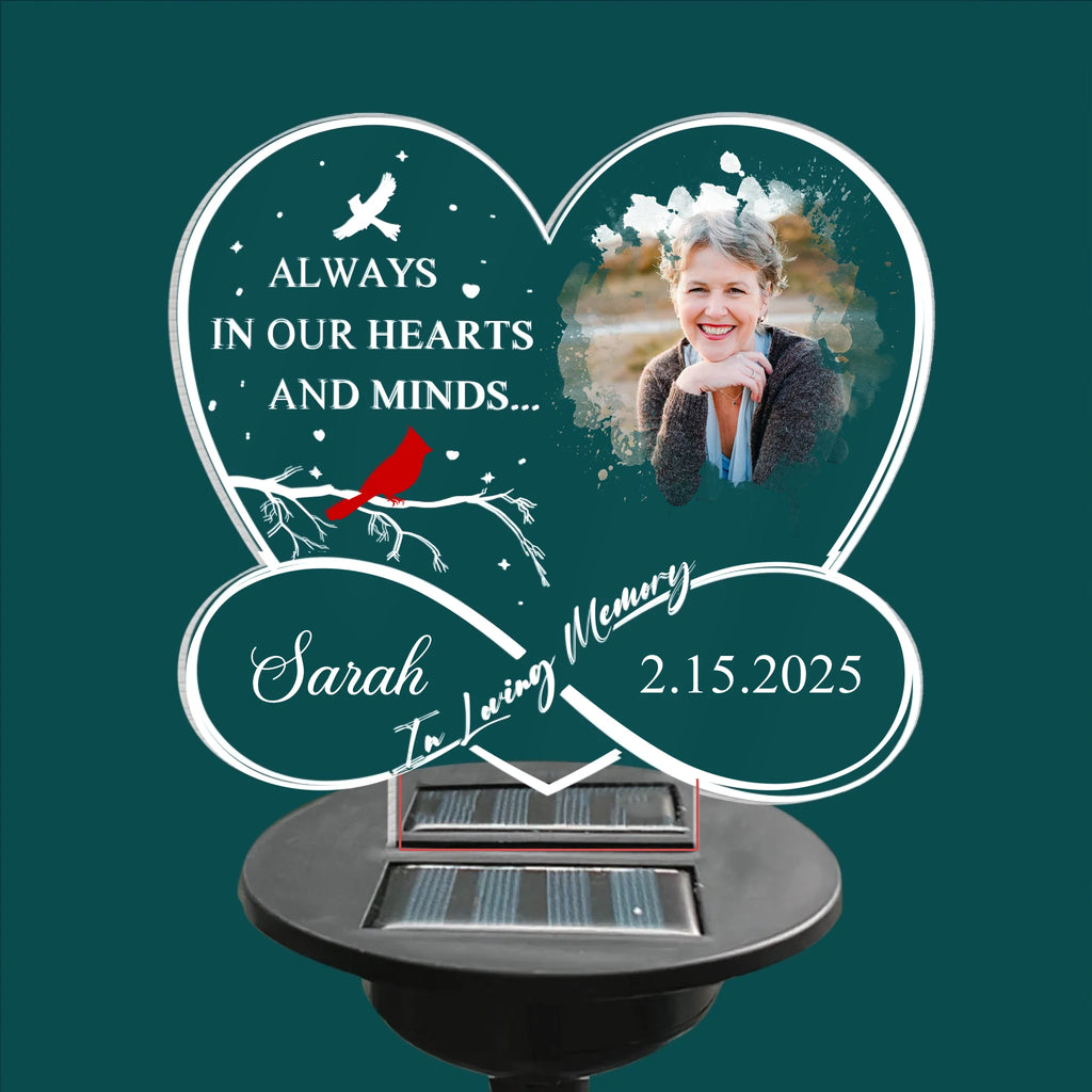 Always In Our Hearts And Minds - Personalized Solar Light