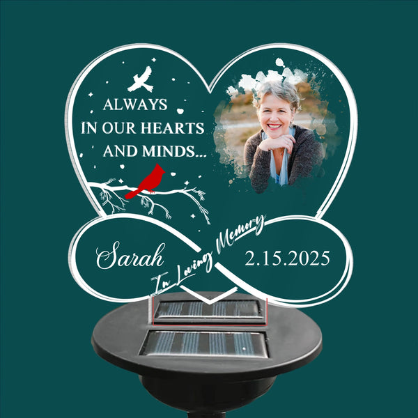 Always In Our Hearts And Minds - Personalized Solar Light