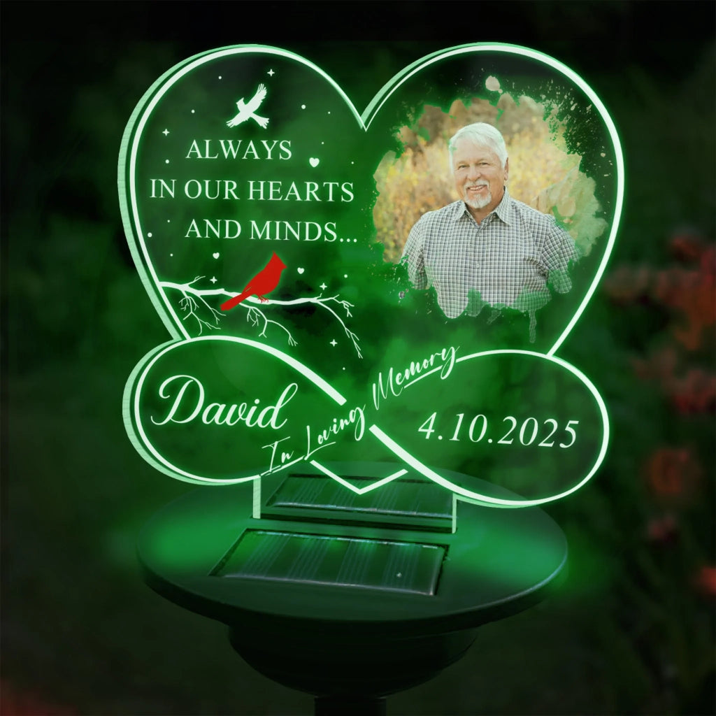 Always In Our Hearts And Minds - Personalized Solar Light