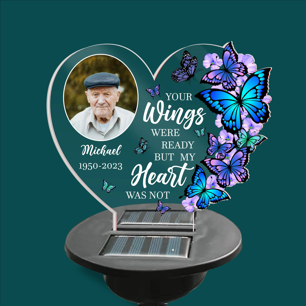 Your Wings Were Ready, But My Heart Was Not - Personalized Solar Light, Sympathy Gift For Loss of Loved One - SL25