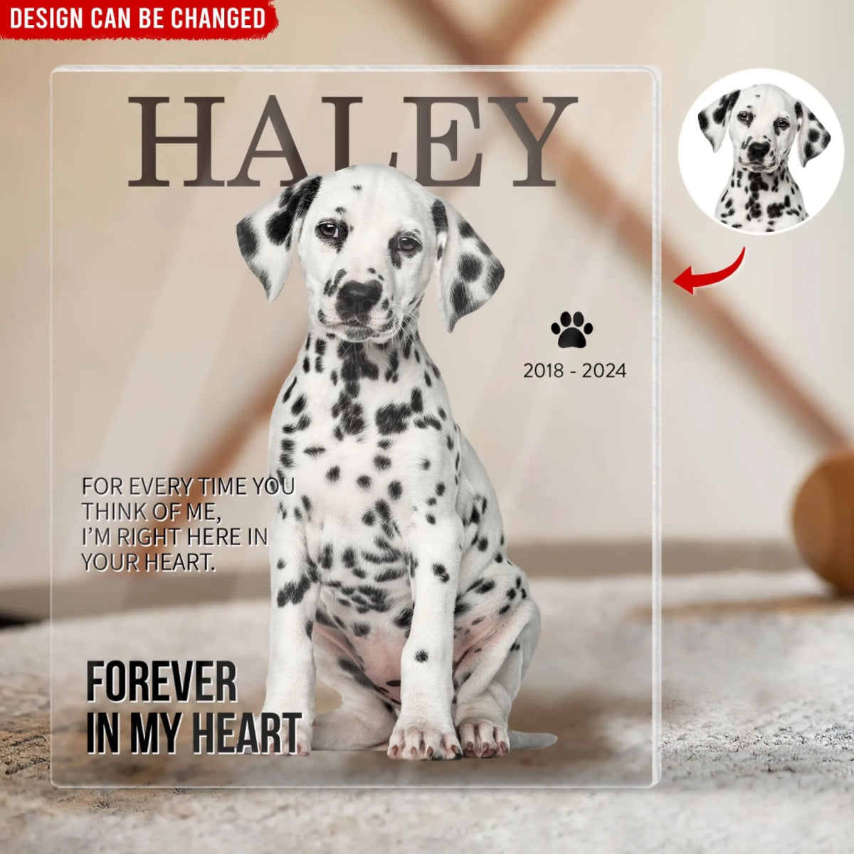 For Every Time You Think Of Me, I’m Right Here In Your Heart - Personalized Acrylic Plaque, Memorial Gift For Dog Lover