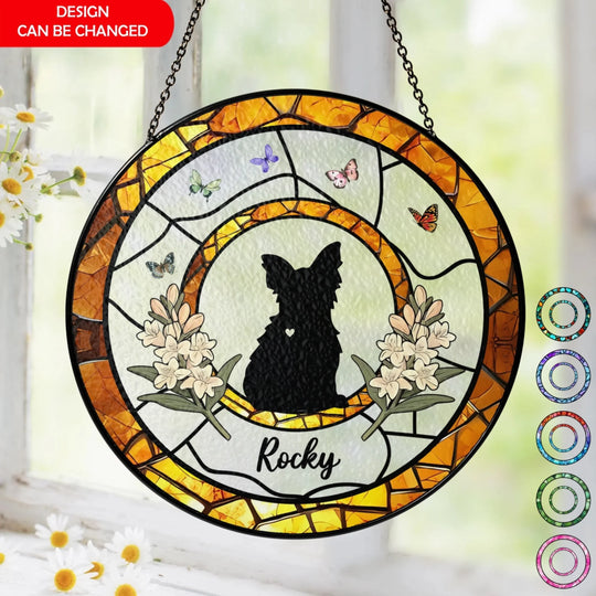 Custom Dog - Personalized Window Stained Glass, Hanging Suncatcher, Gifts For Pet Lover, Cute Dog Suncatcher, Dog Memorial Gift