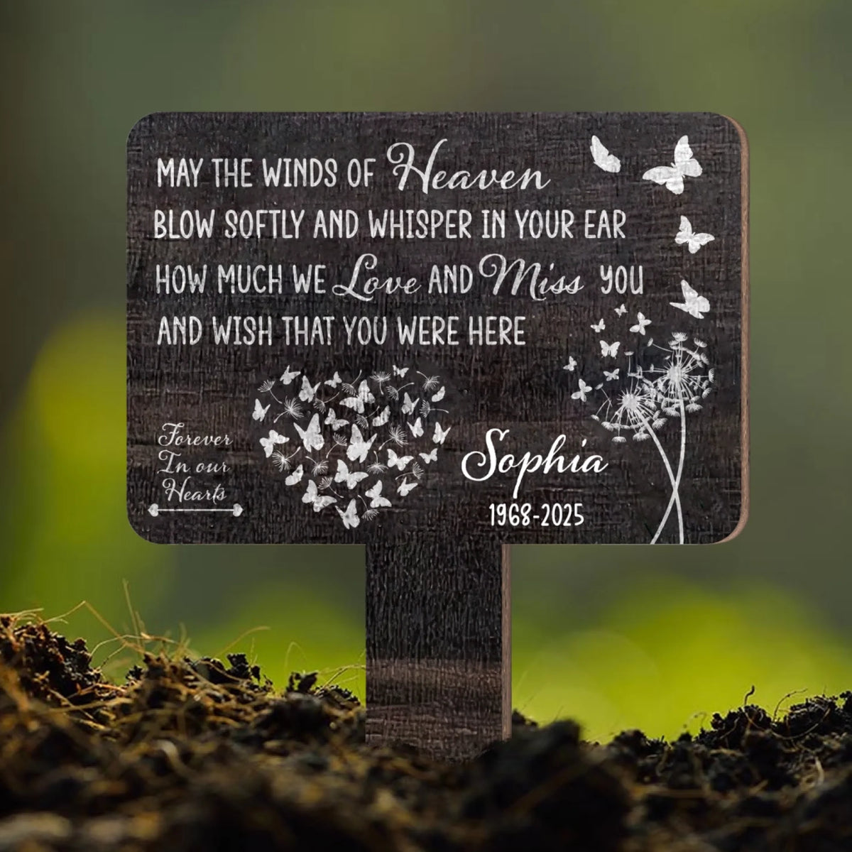 May The Winds Of Heaven Blow Softly - Personalized Plaque Stake, Memorial Gift For Loss Of Loved One