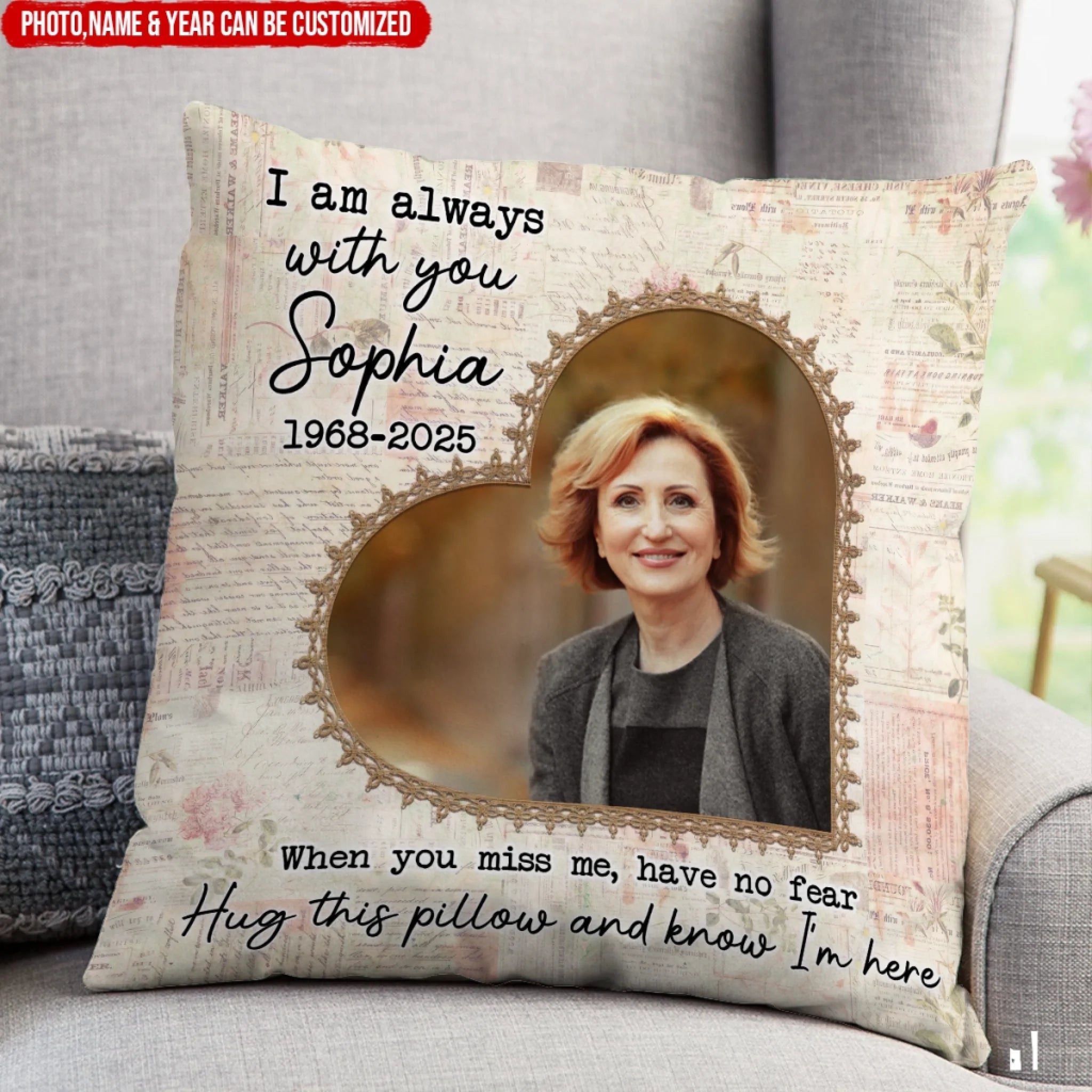 I Am Always With You - Personalized Pillow, Memorial Gift, Custom Photo Gift for Bereavement
