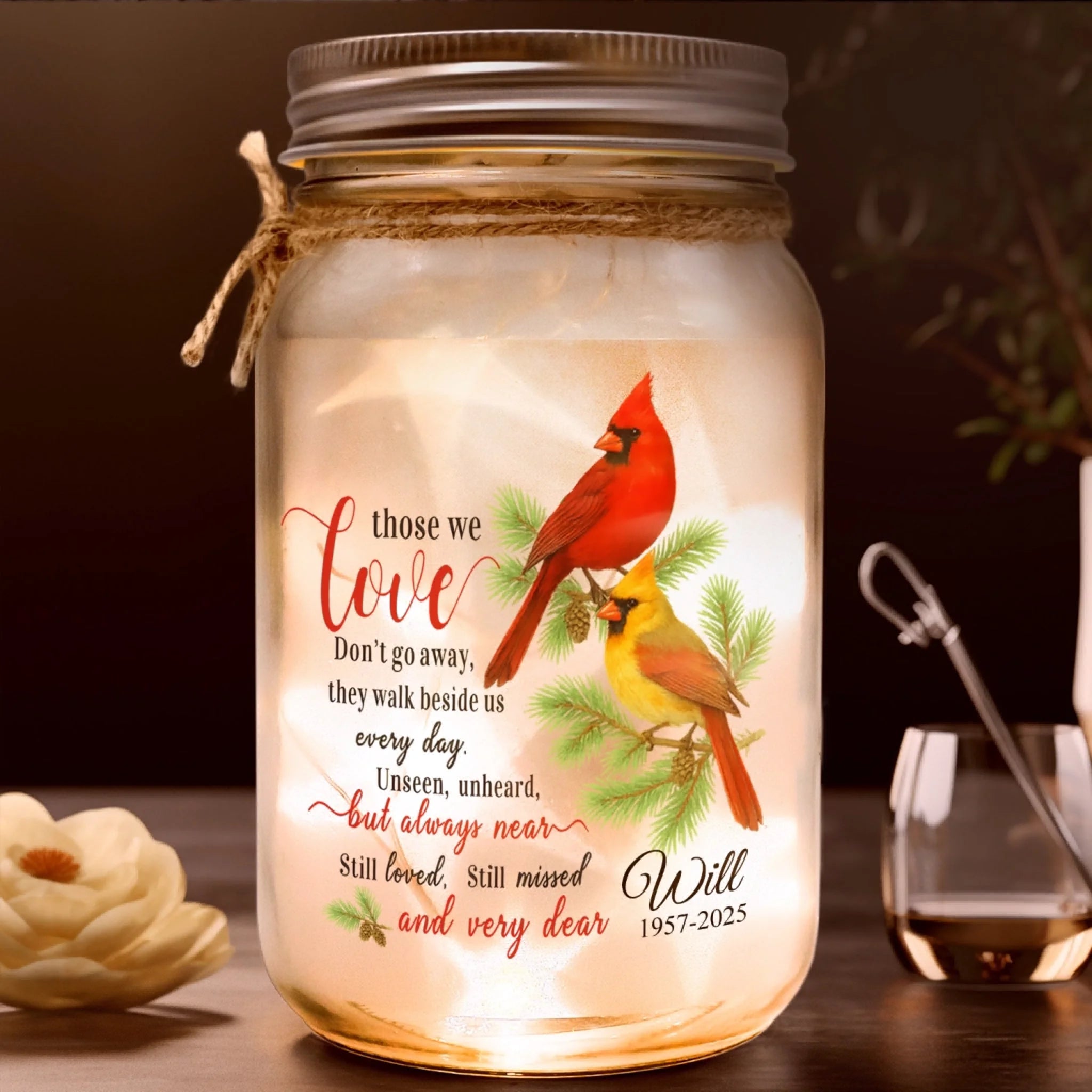 Still Loved Still Missed And Very Dear - Personalized Mason Jar Light, Memorial Gift For Loss Of Loved One
