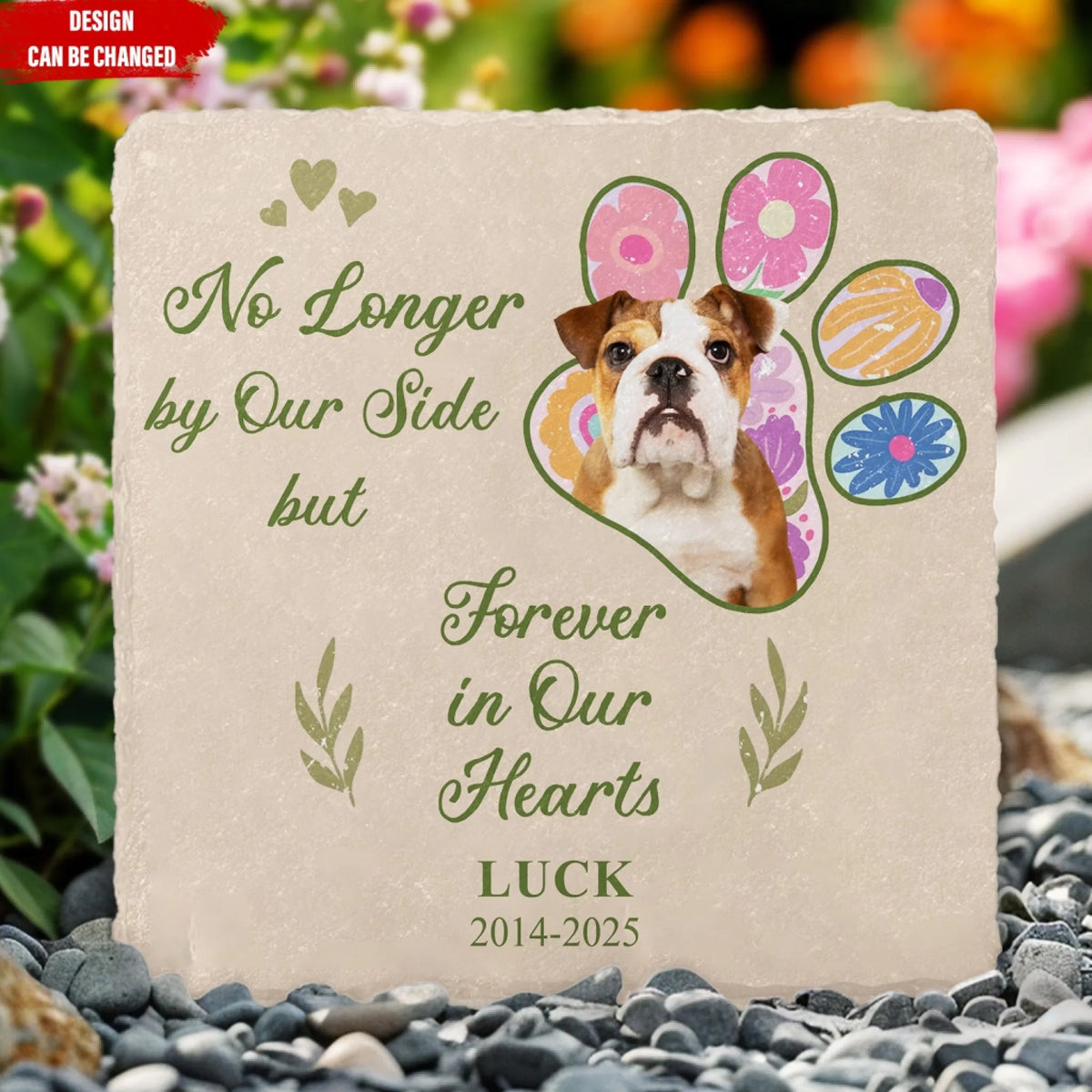 No Longer By My Side Forever In Our Hearts - Personalized Memorial Stone, Memorial Gift