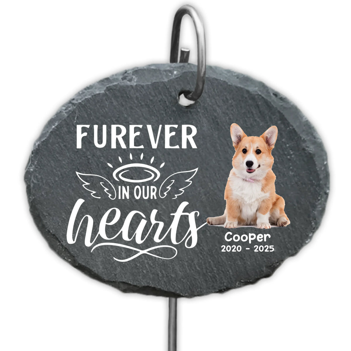 Furever in our Hearts - Personalized Garden Slate, Memorial Gift For Pet Lover