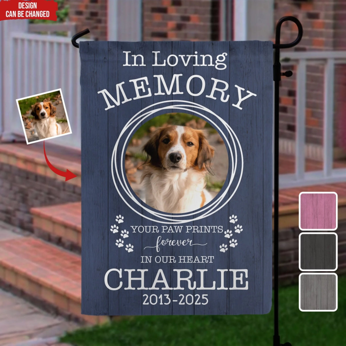 Your Paw Prints Forever In Our Heart - Personalized Garden Flag, Pet Memorial Gift, Pet Loss Remembrance Gift