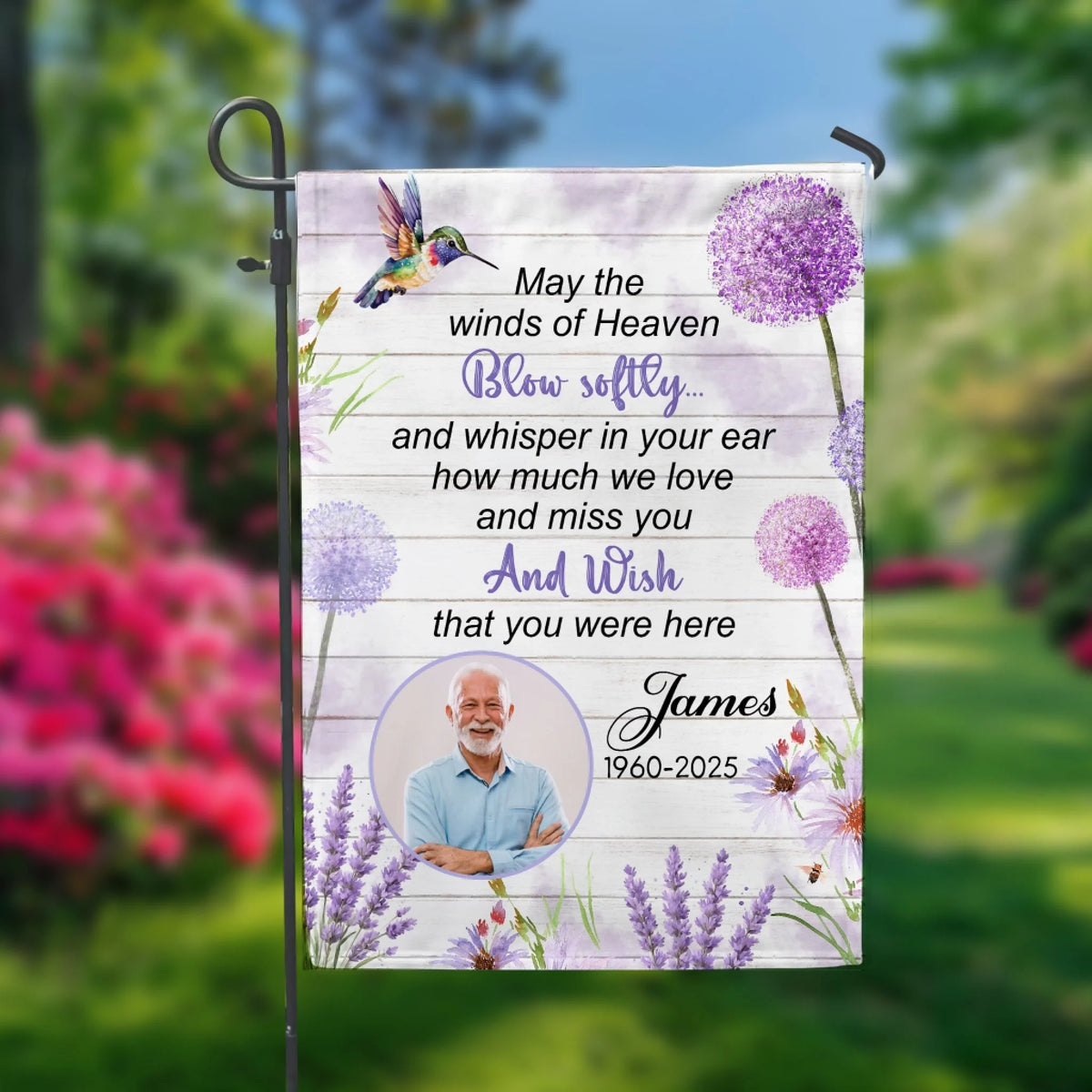 May The Winds Of Heaven Blow Softly - Personalized Garden Flag, Sympathy Gift, Memorial Gift For Loss Of The Loved One