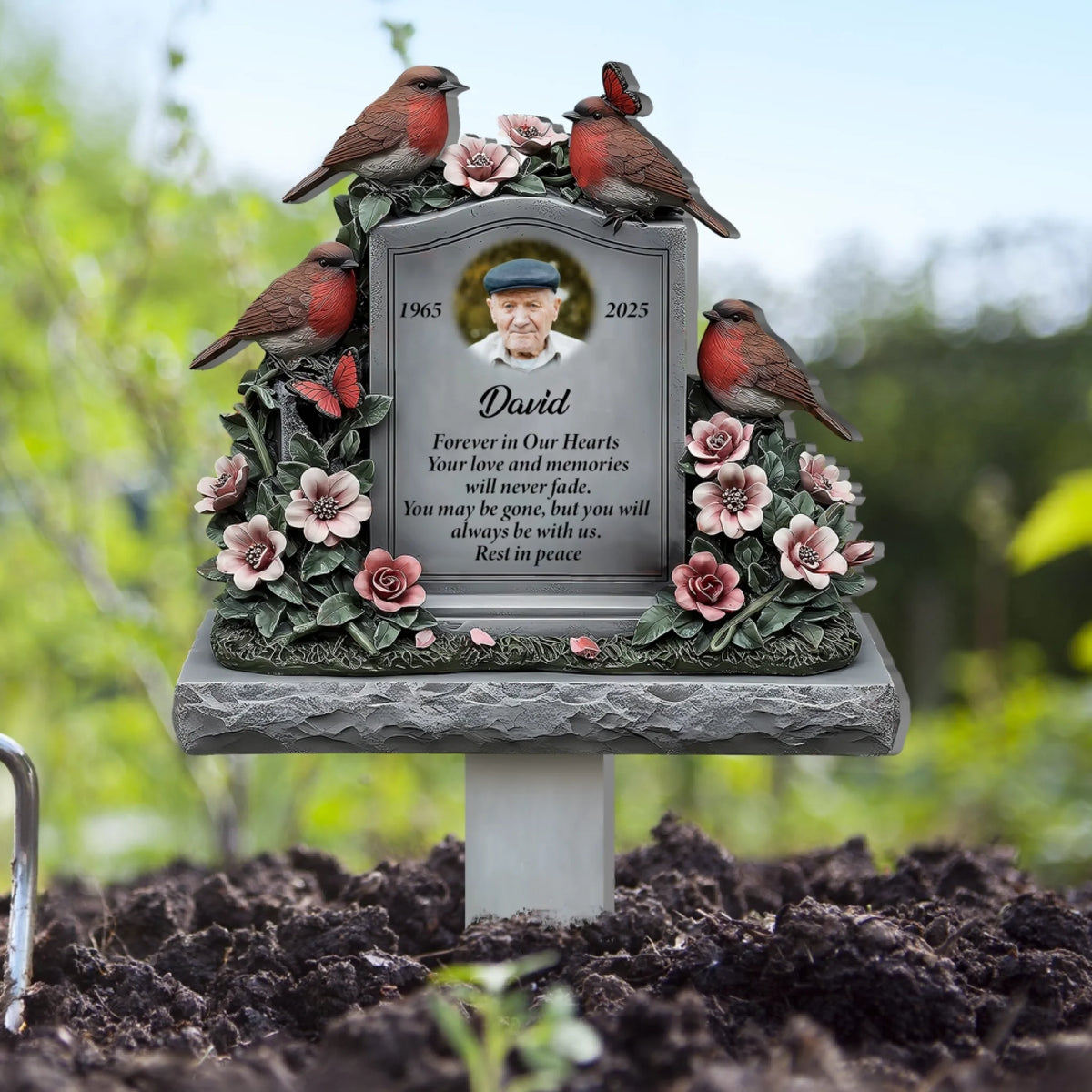 Forever In Our Hearts Rest In Peace - Personalized Plaque Stake, Memorial Gift