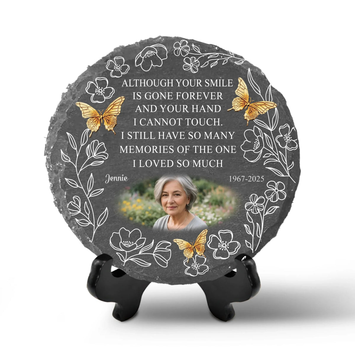 Although Your Smile Is Gone I Still Have So Many Memories Of The One I Loved - Personalized Stone, Memorial Gift