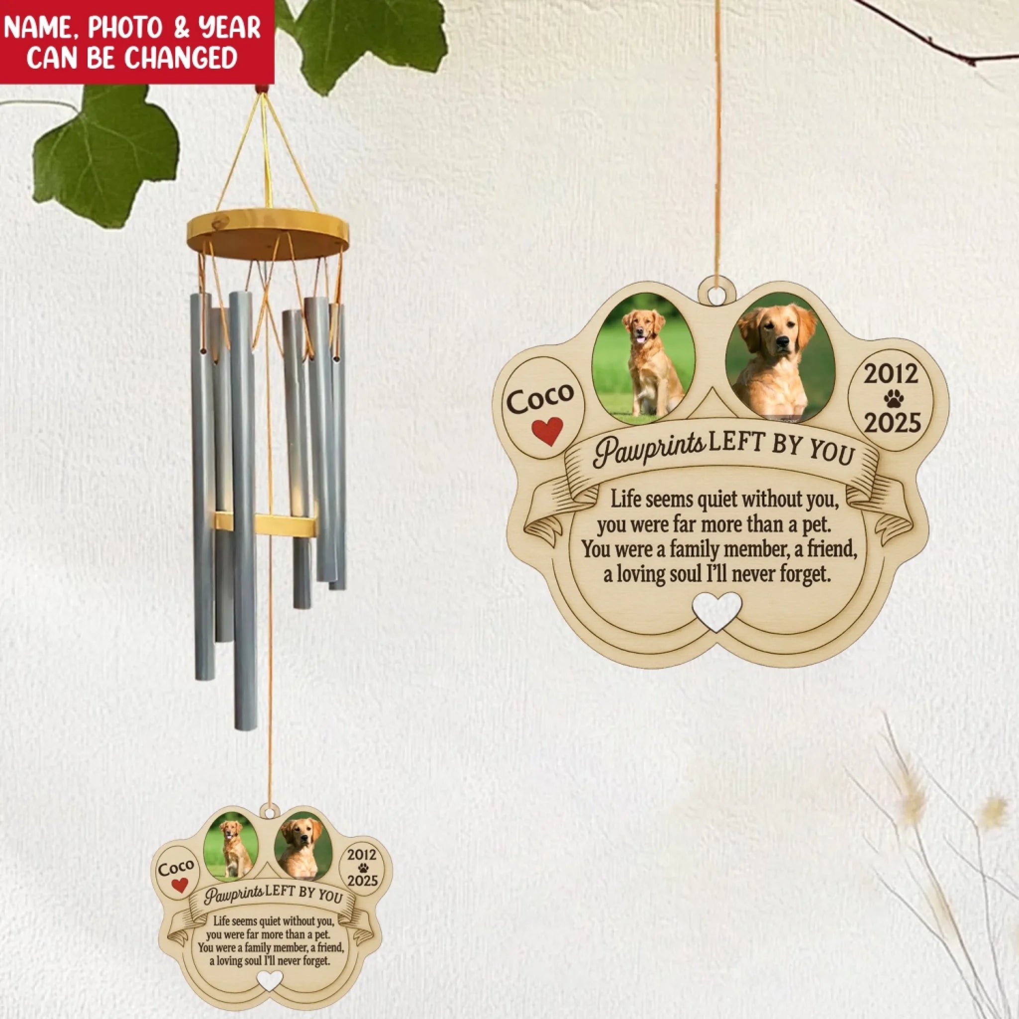 Life Seems Quiet Without You You Were Far More Than A Pet - Personalized Wind Chimes, Memorial Gift, Dog Loss Gift