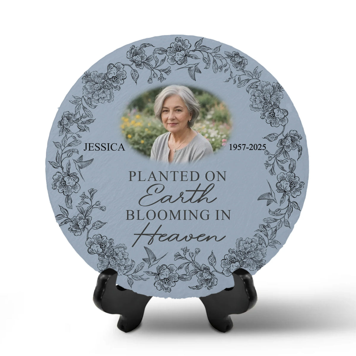 Planted On Earth Blooming In Heaven - Personalized Memorial Stone, Memorial Gift, Loss Of a Loved One Gift