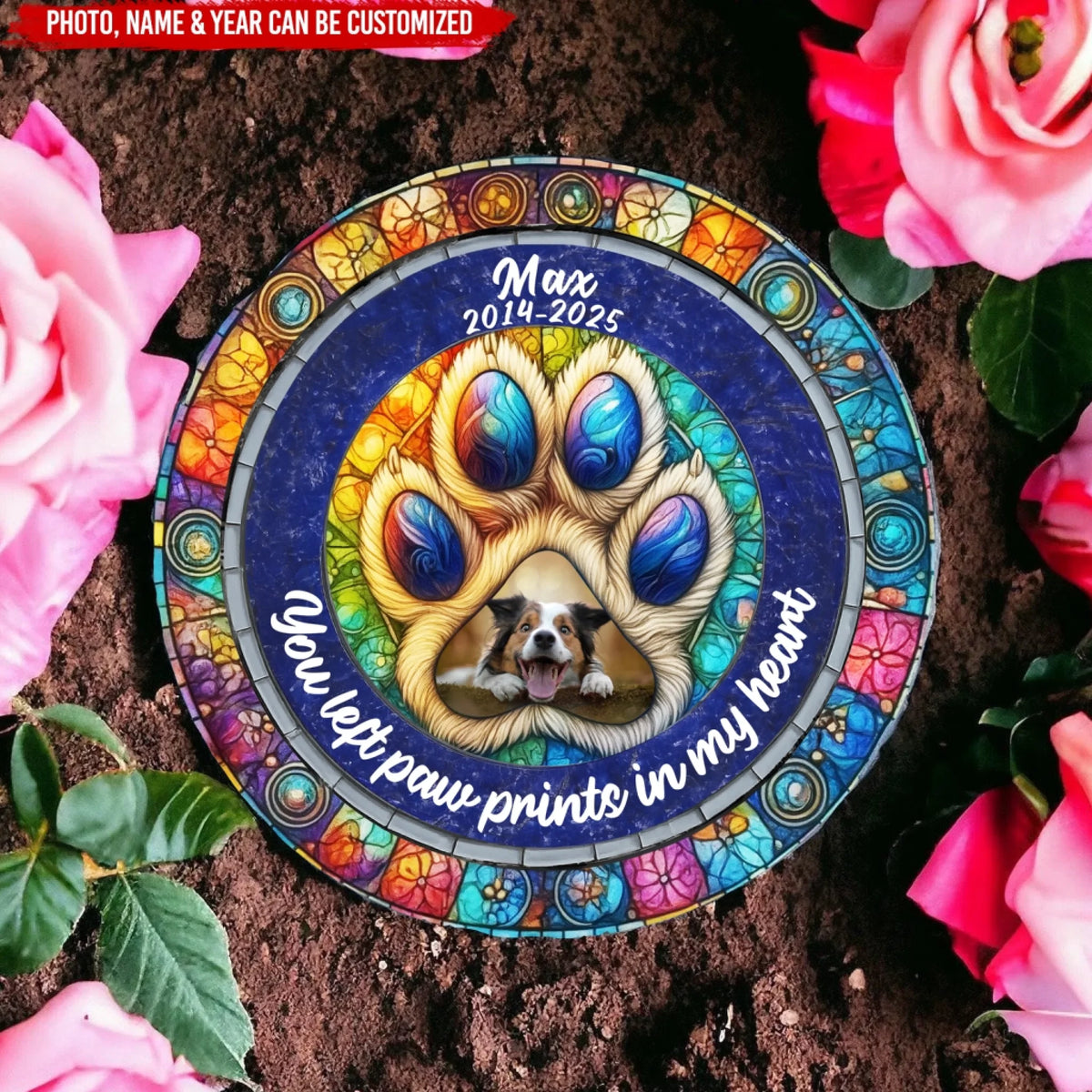 You Left Paw Prints In My Heart Forever - Personalized Memorial Stone, Loss Of Pet Gift