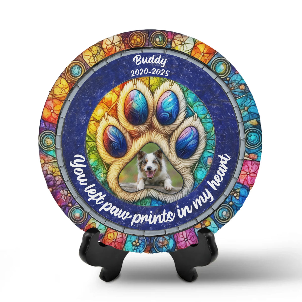 You Left Paw Prints In My Heart Forever - Personalized Memorial Stone, Loss Of Pet Gift
