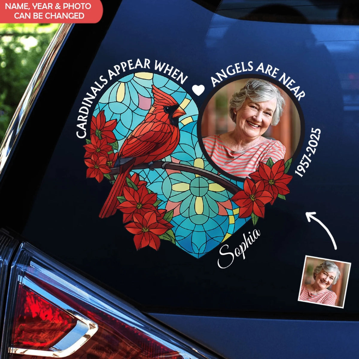In Loving Memory Cardinals Appear When Angels Are Near - Personalized Decal, Memorial Gift
