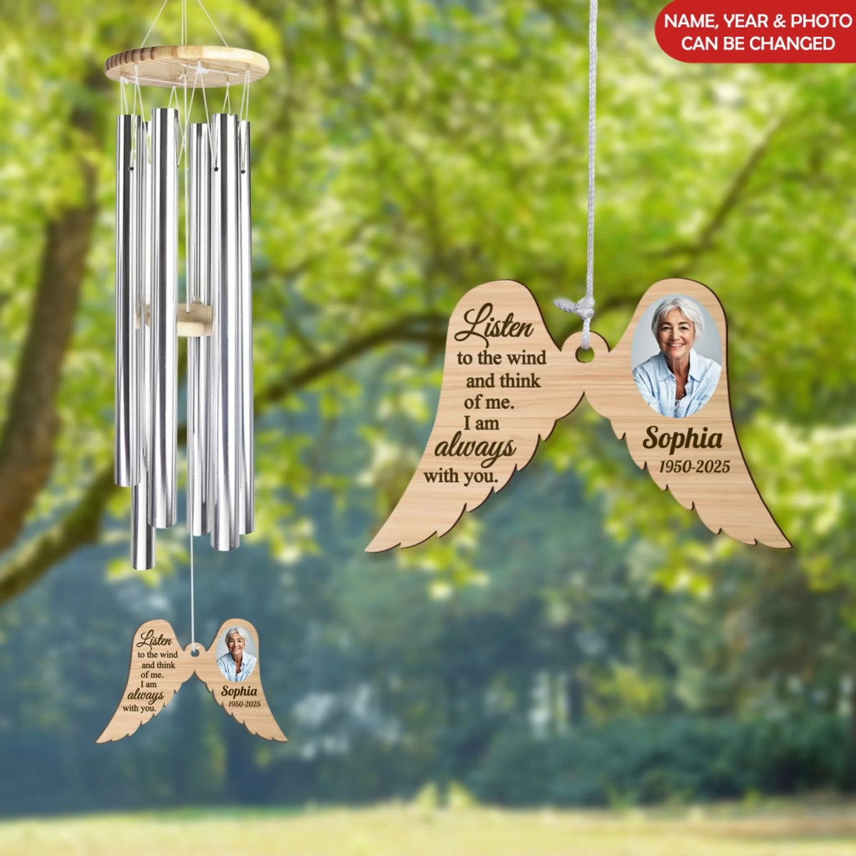 Listen To The Wind And Think Of Me I Am Always With You - Personalized Wind Chime, Memorial Gift, Loss Of Loved One Gift