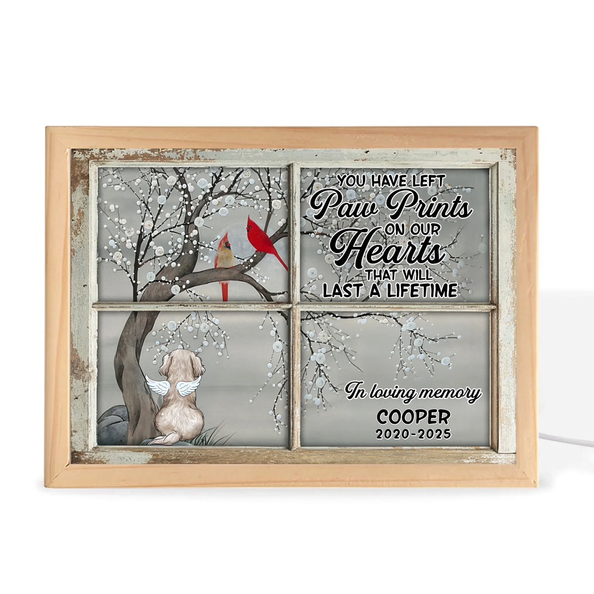 You Have Left Pawprints On Our Hearts That Will Last A Lifetime - Personalized Frame Light Box, Dog Memorial Gift, Loss Of Dog Remembrance Gift