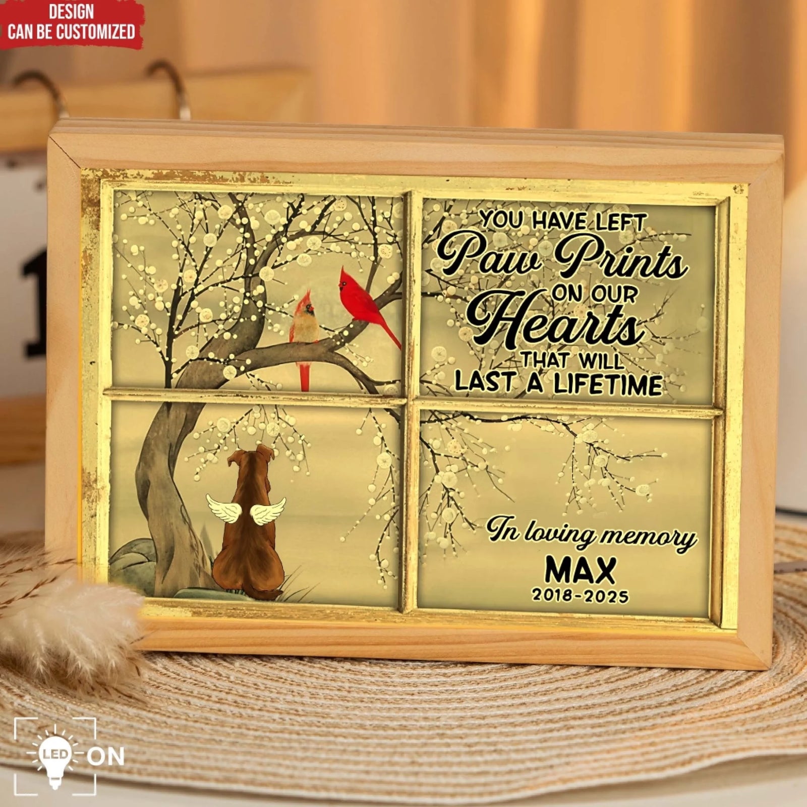 You Have Left Pawprints On Our Hearts That Will Last A Lifetime - Personalized Frame Light Box, Dog Memorial Gift, Loss Of Dog Remembrance Gift