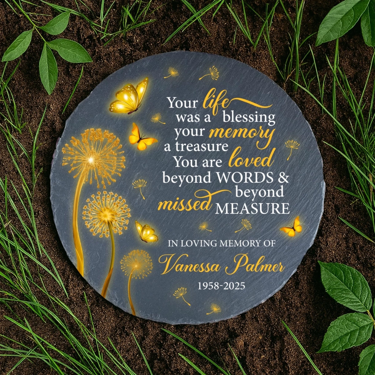 Dandelion Your Life Was A Blessing Your Memory A Treasure - Personalized Memorial Stone, Loss Of Loved One Gift