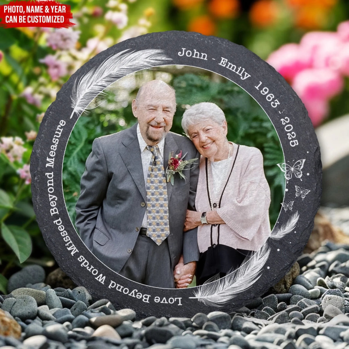 Love Beyond Words Missed Beyond Measure - Personalized Memorial Stone