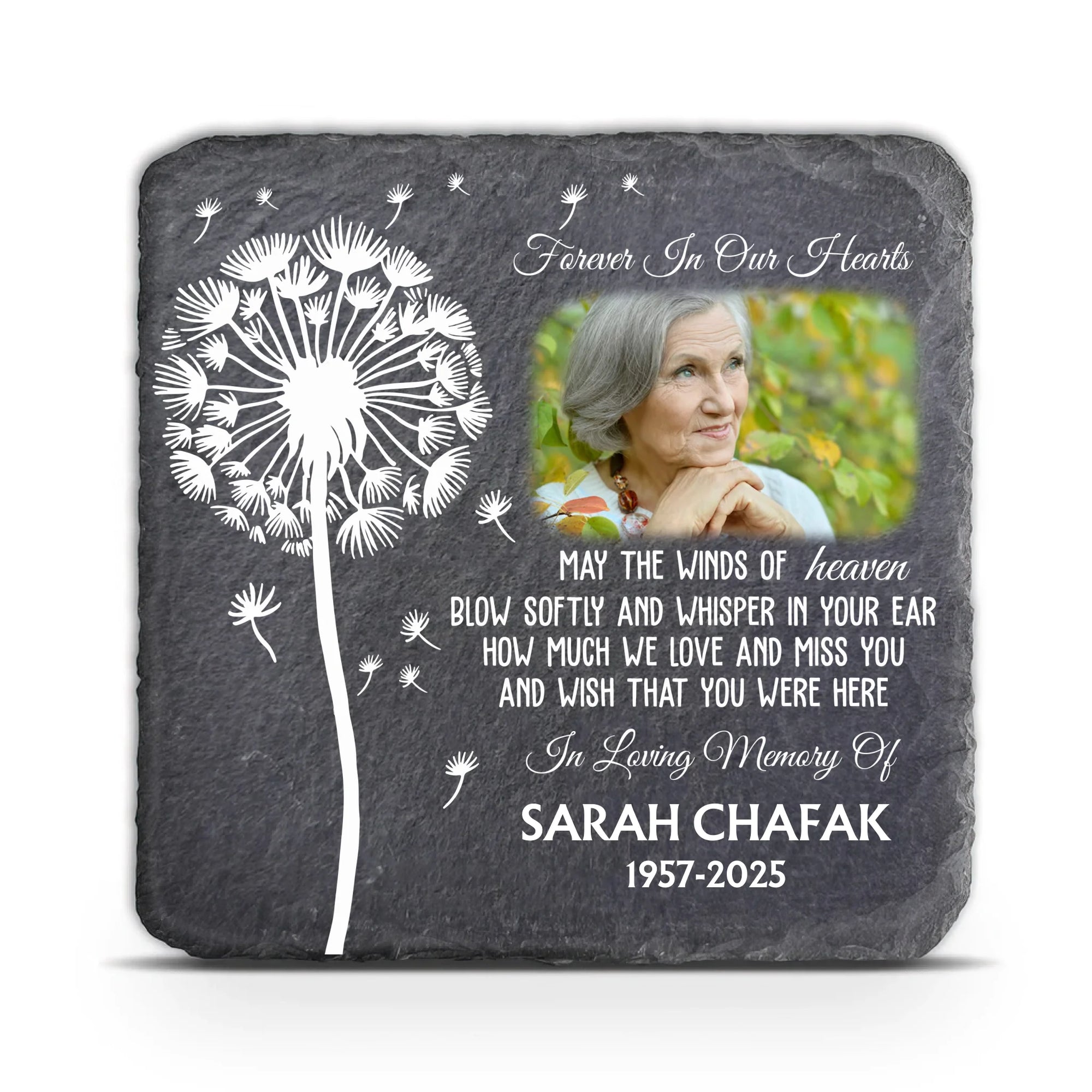 May The Winds Of Heaven Blow Softly And Whisper In Your Ear - Personalized Memorial Stone, Custom Photo Remembrance Gift, In Loving Memory Gift