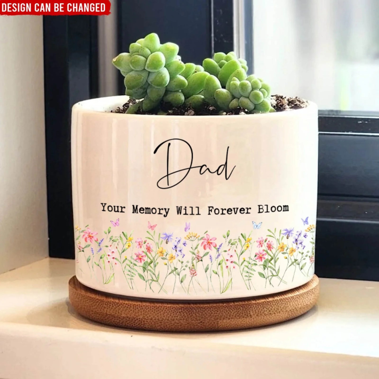 Your Memory Will Forever Bloom - Personalized Plant Pot, Custom Photo Memorial Gift, Loss Of Loved One Sympathy Gift