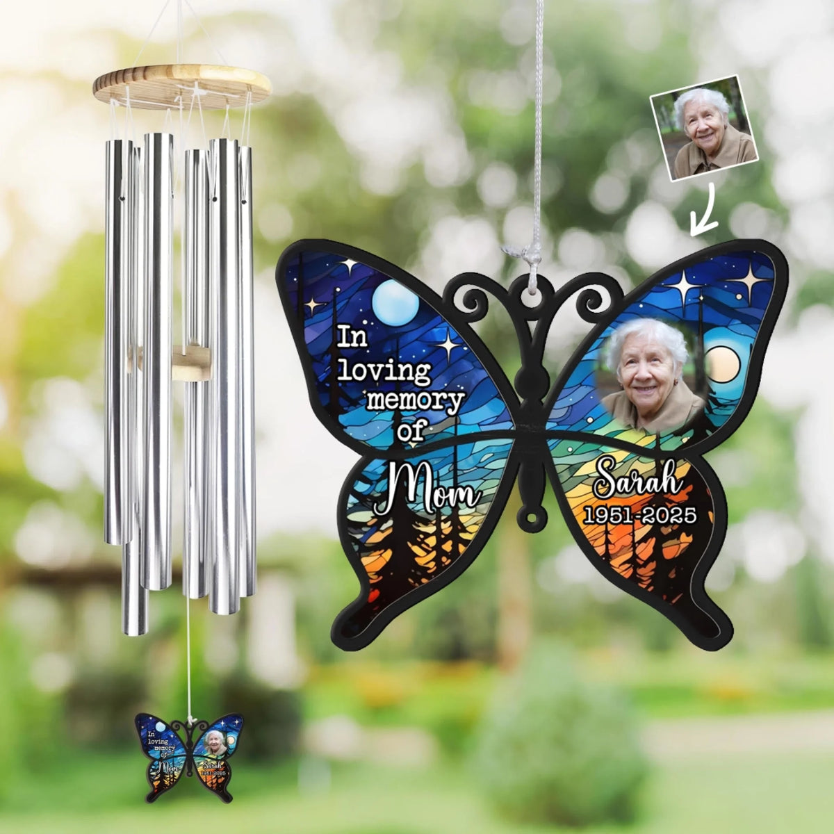 Always In My Heart Butterfly Memorial - Personalized Wind Chimes, Remembrance Gift, Loss Of Loved One Keepsake