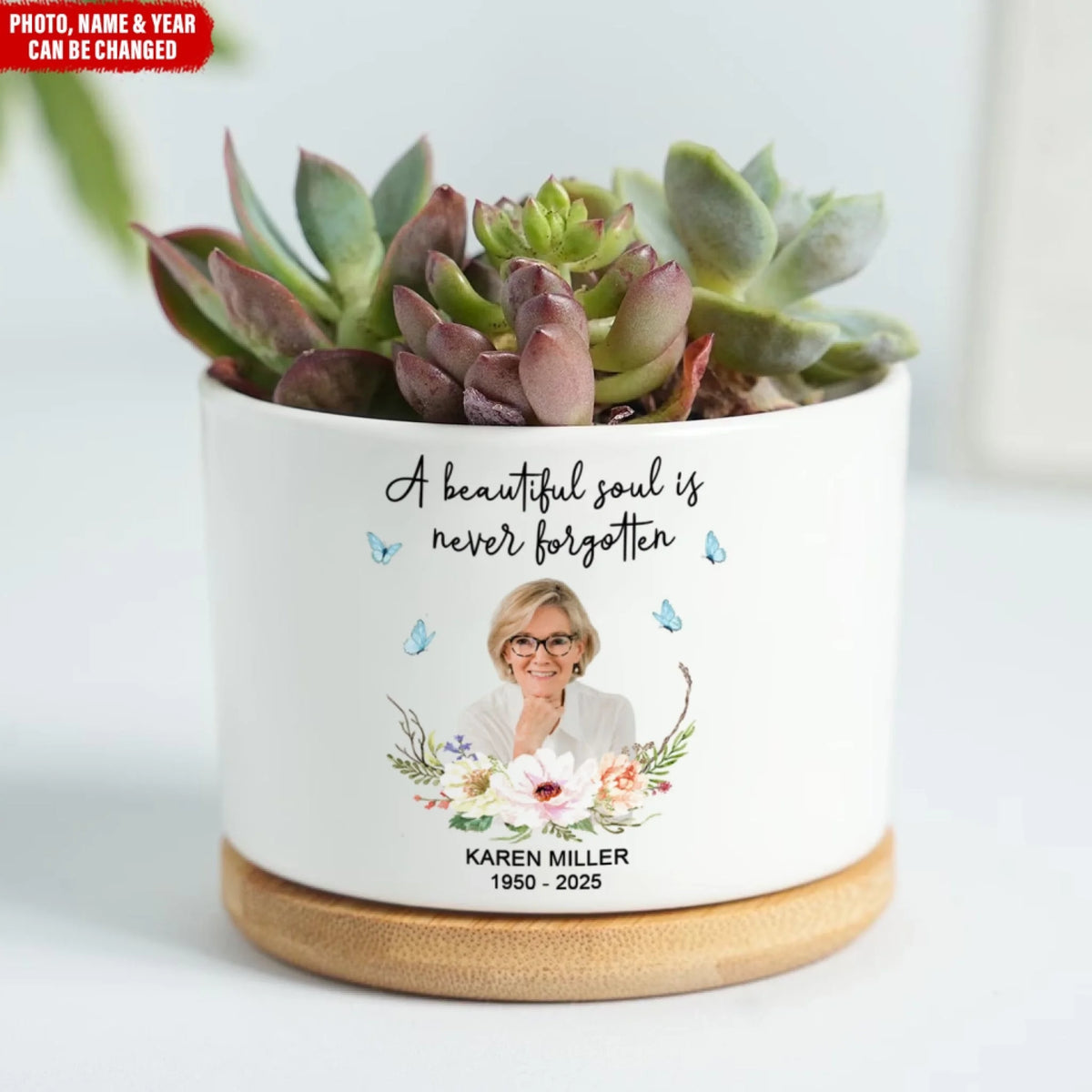 A Beautiful Soul Is Never Forgotten - Personalized Plant Pot, Memorial Gift, Remembrance Gift