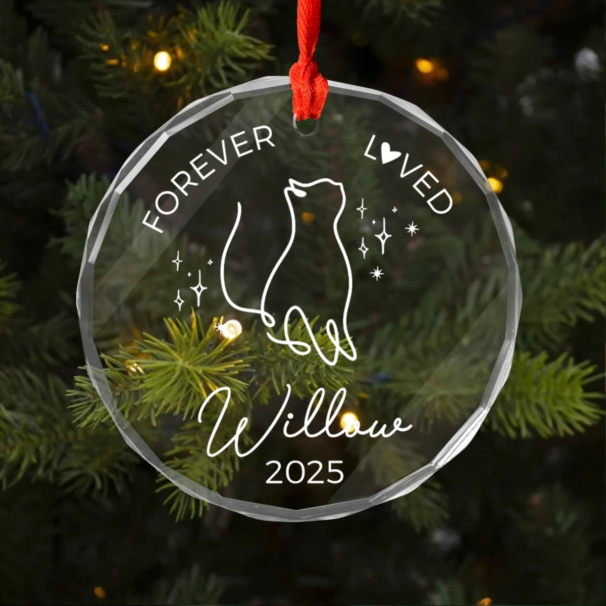 Forever Loved Cat Memorial - Personalized Glass Ornament, Loss Of Cat Gift, Cat Remembrance Gift