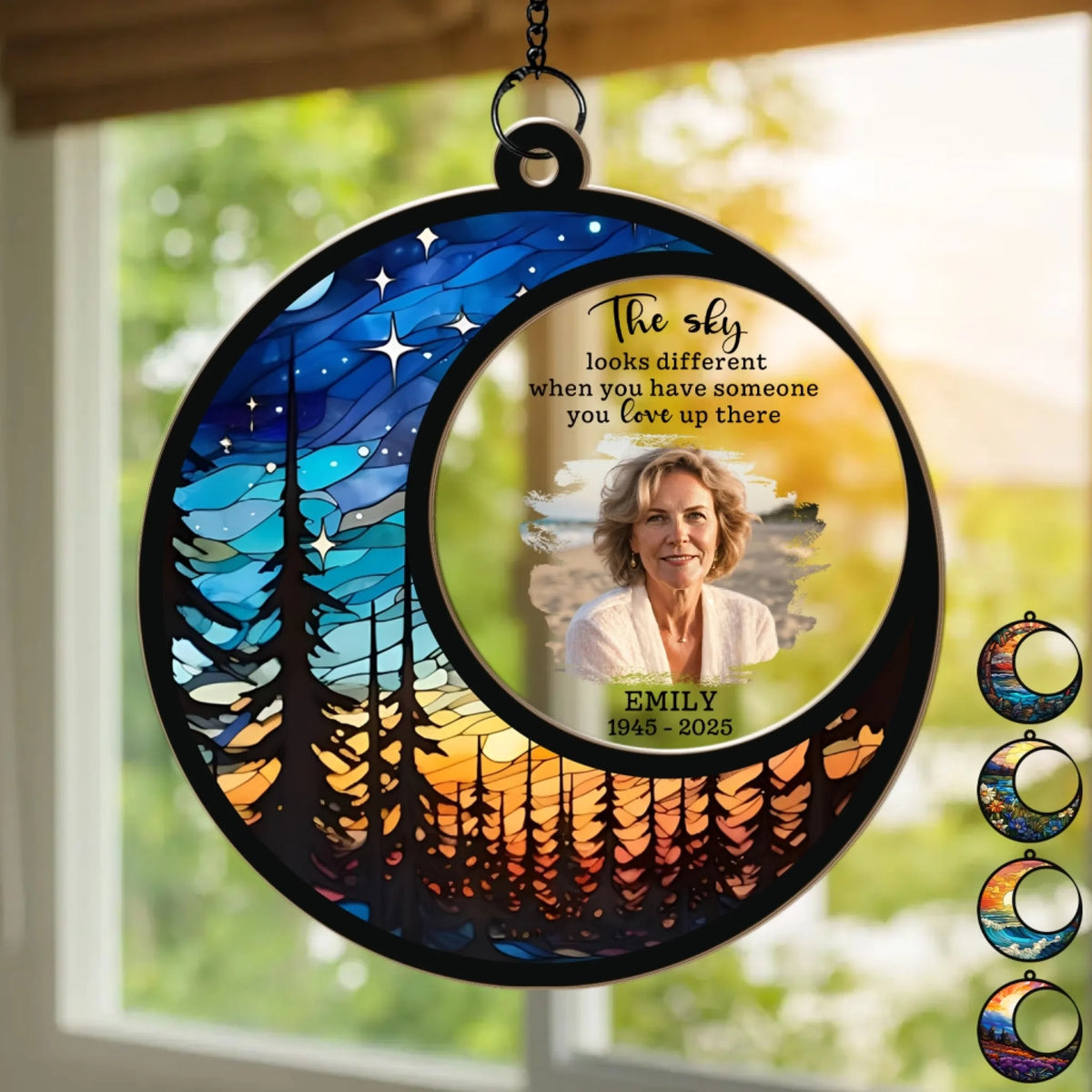 The Sky Looks Different When You Have Someone You Love Up There - Personalized Window Hanging Suncatcher, Memorial Gift