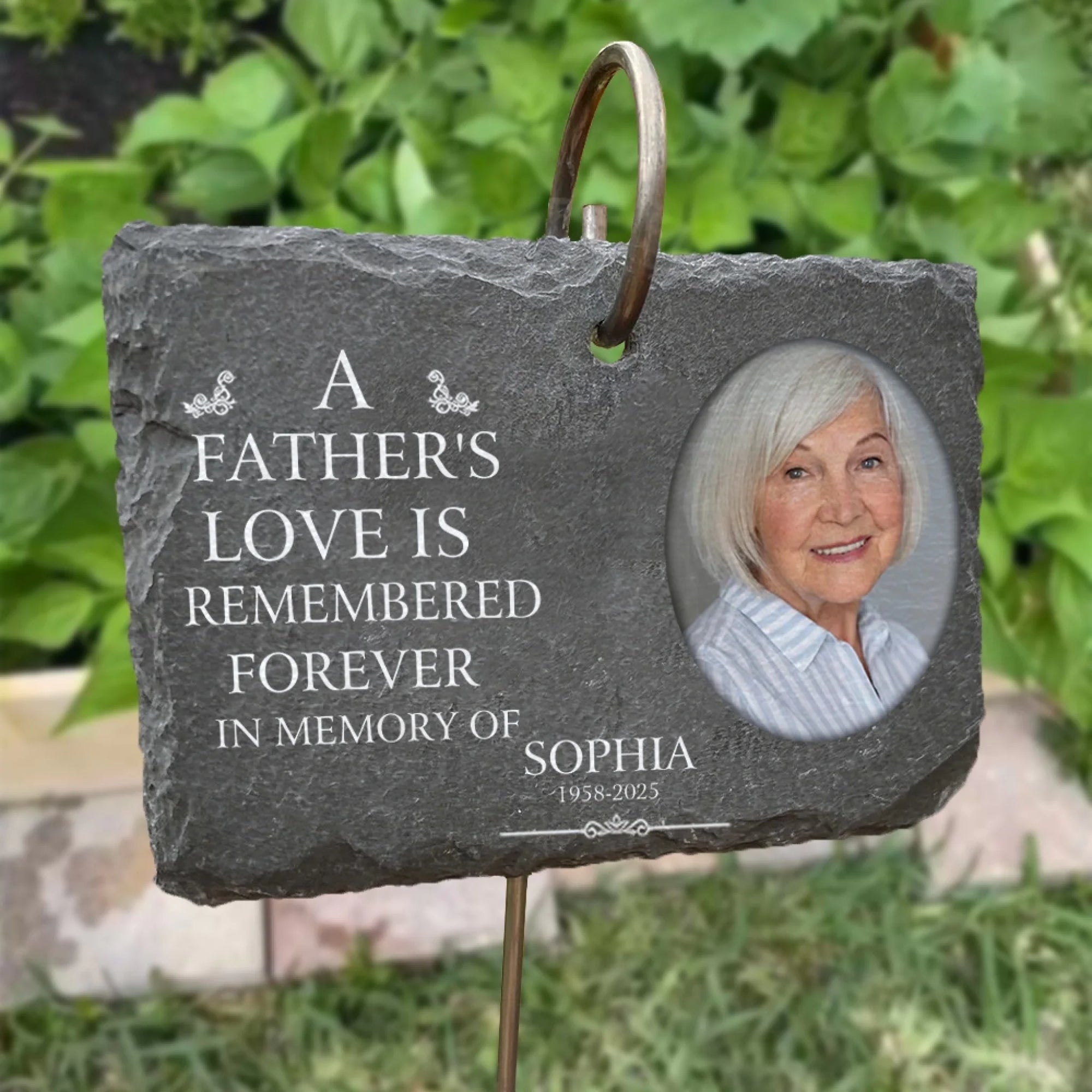 A Father's Love Is Remembered Forever Personalized Garden Slate, Loss Of Loved One Gift, Memorial Gift