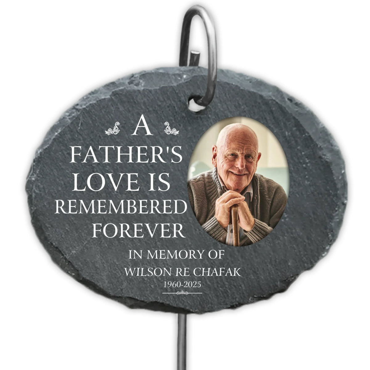 A Father's Love Is Remembered Forever Personalized Garden Slate, Loss Of Loved One Gift, Memorial Gift