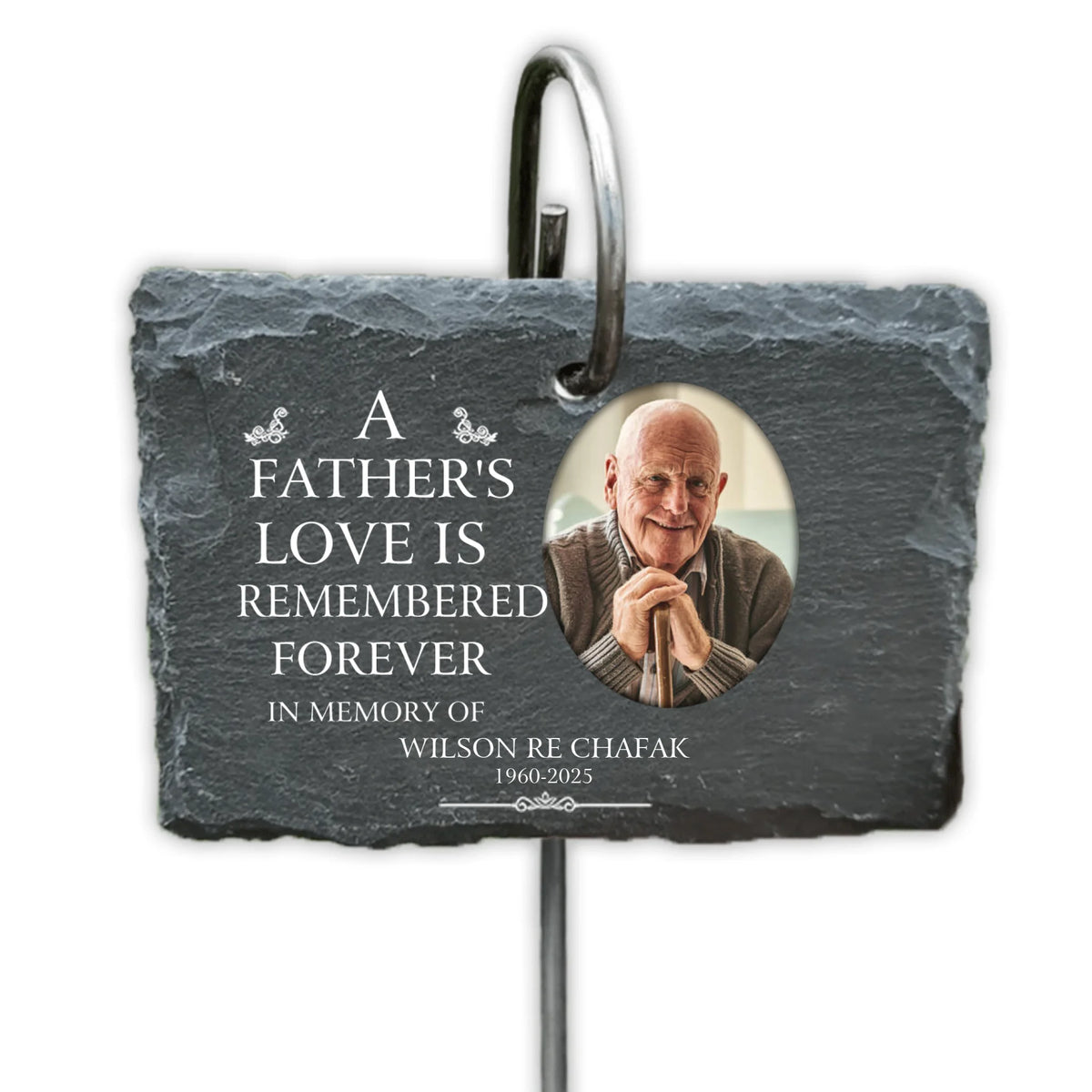 A Father's Love Is Remembered Forever Personalized Garden Slate, Loss Of Loved One Gift, Memorial Gift