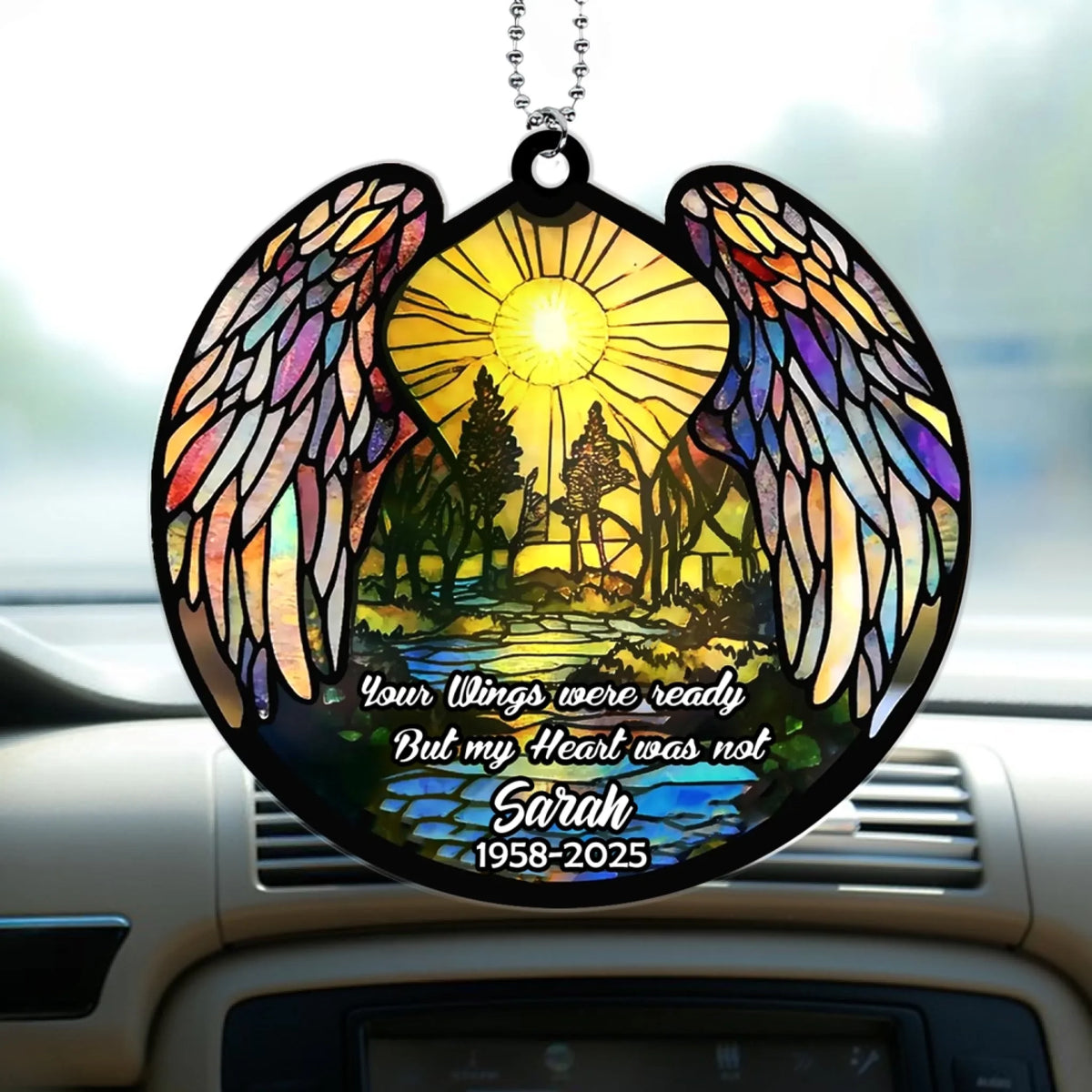 Your Wings Were Ready But My Heart Was Not - Personalized Acrylic Car Hanger, Loss Of Loved One Gift, Memorial Gift