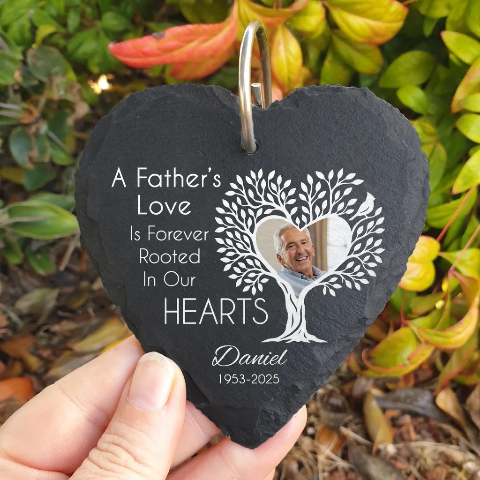 A Father's Love Is Forever Rooted In Our Hearts - Personalized Garden Slate, Loss Of Loved One Gift, Memorial Gift