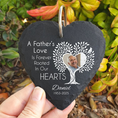 A Father's Love Is Forever Rooted In Our Hearts - Personalized Garden Slate, Loss Of Loved One Gift, Memorial Gift