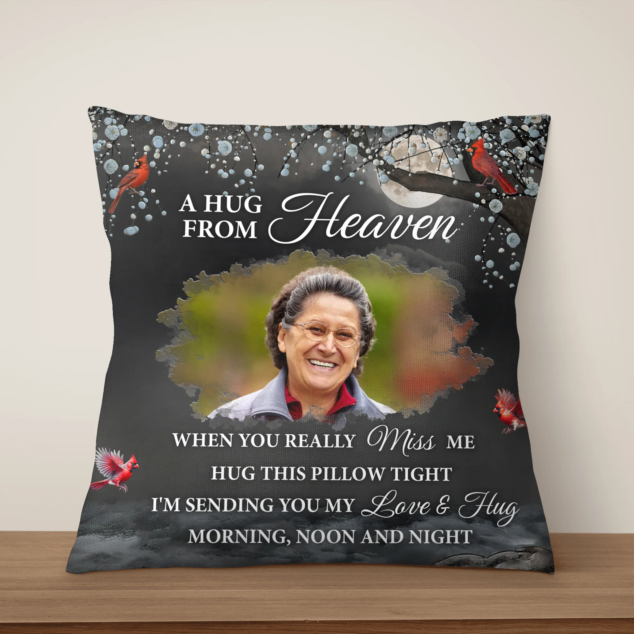 Custom Photo A Hug From Heaven - Personalized Pillow, Memorial Gift, Sympathy Gift For Family Members