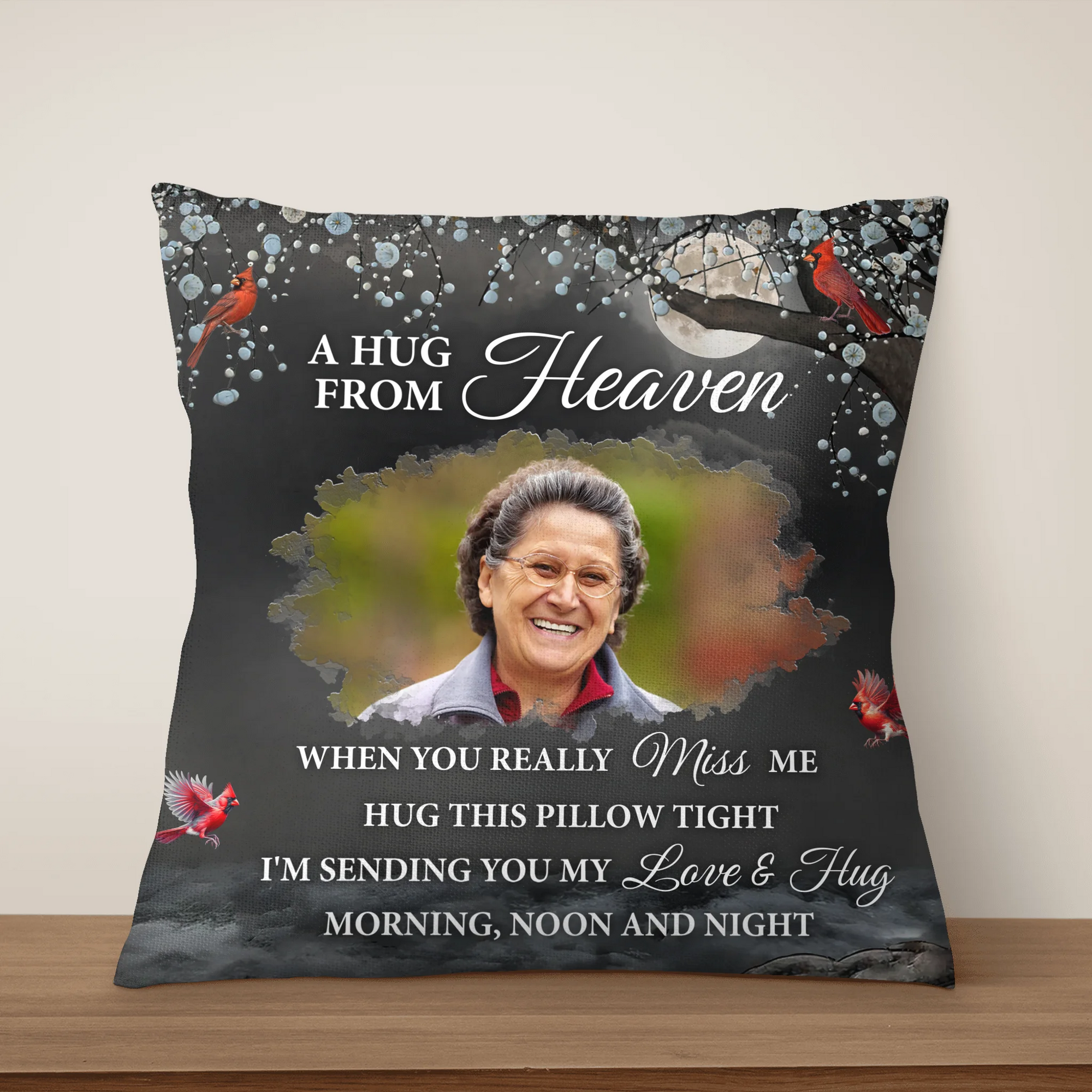 Custom Photo A Hug From Heaven - Personalized Pillow, Memorial Gift, Sympathy Gift For Family Members