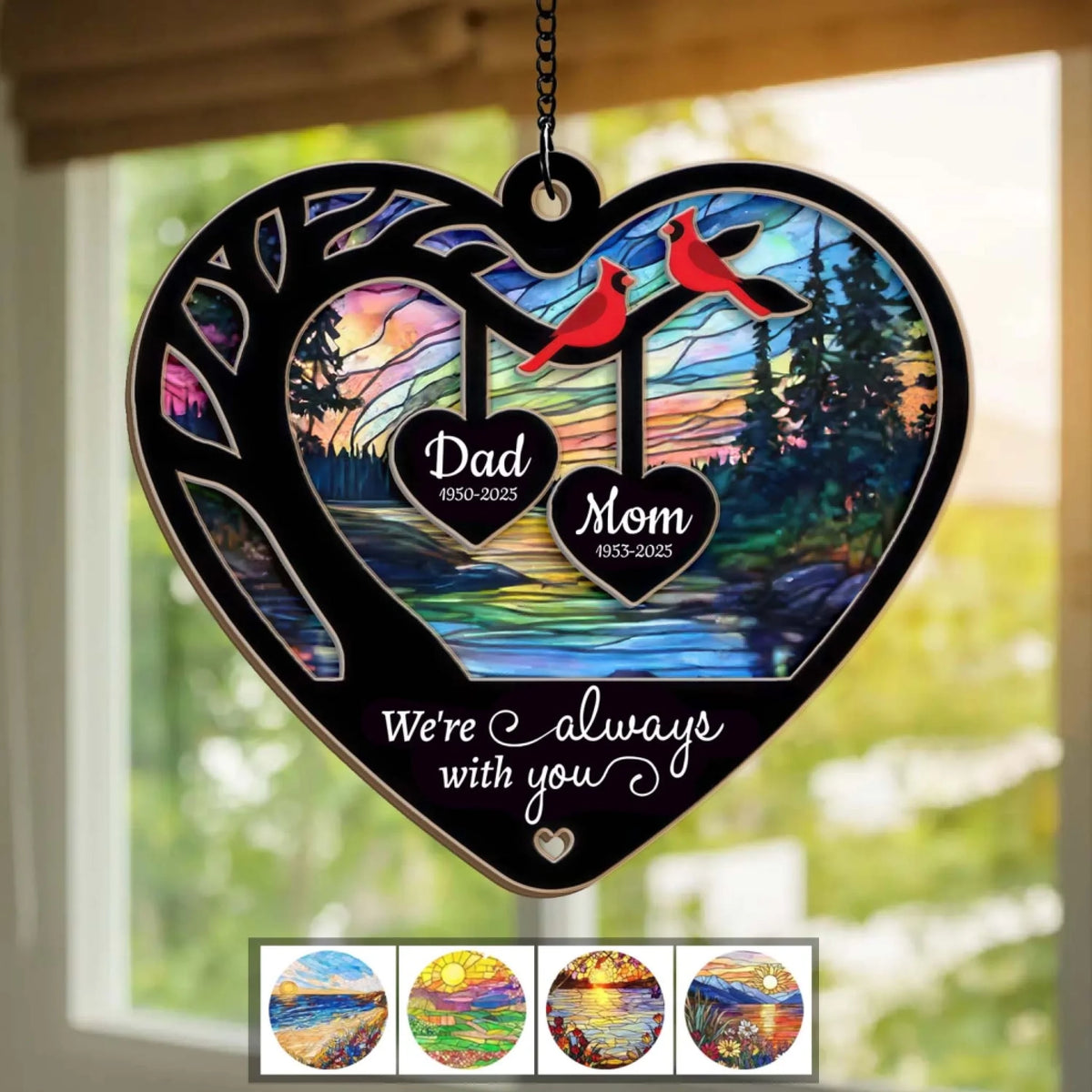 We're Always With You - Personalized Suncatcher, Memorial Gift, Bereavement Gift
