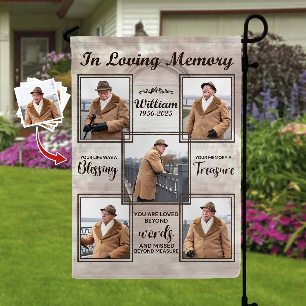 In Loving Memory Your Life Was A Blessing - Personalized Garden Flag, Memorial Gift, Bereavement Gift For Loss Of Loved One