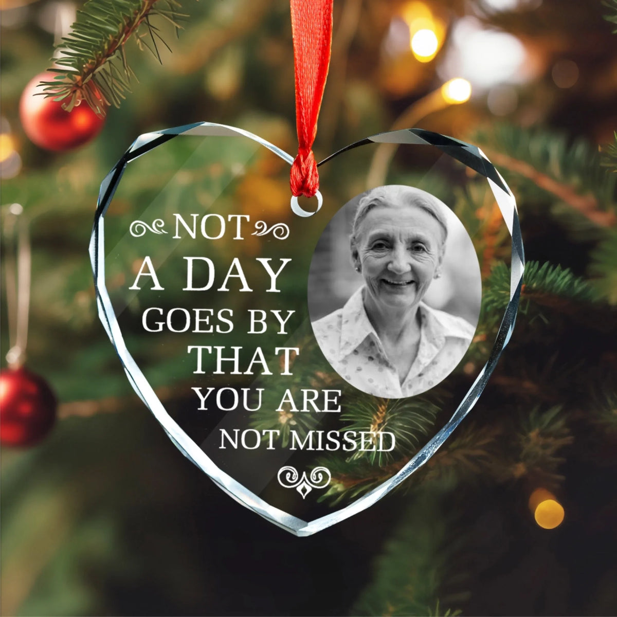 Sympathy Gift, Not A Day Goes By That You Are Not Missed - Personalized Glass Ornament, Memorial Gift