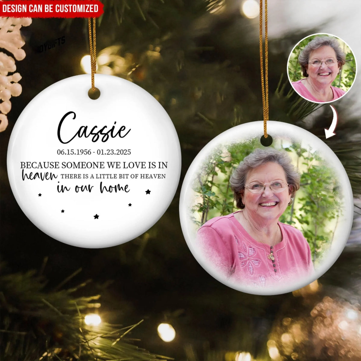 There Is A Little Bit Of Heaven In Our Home - Personalized Ceramic Ornament, Memorial Gift