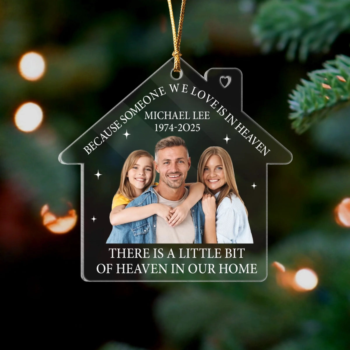 There Is A Little Bit Of Heaven In Our Home - Personalized Acrylic Ornament, Memorial Gift For Of The Loved One