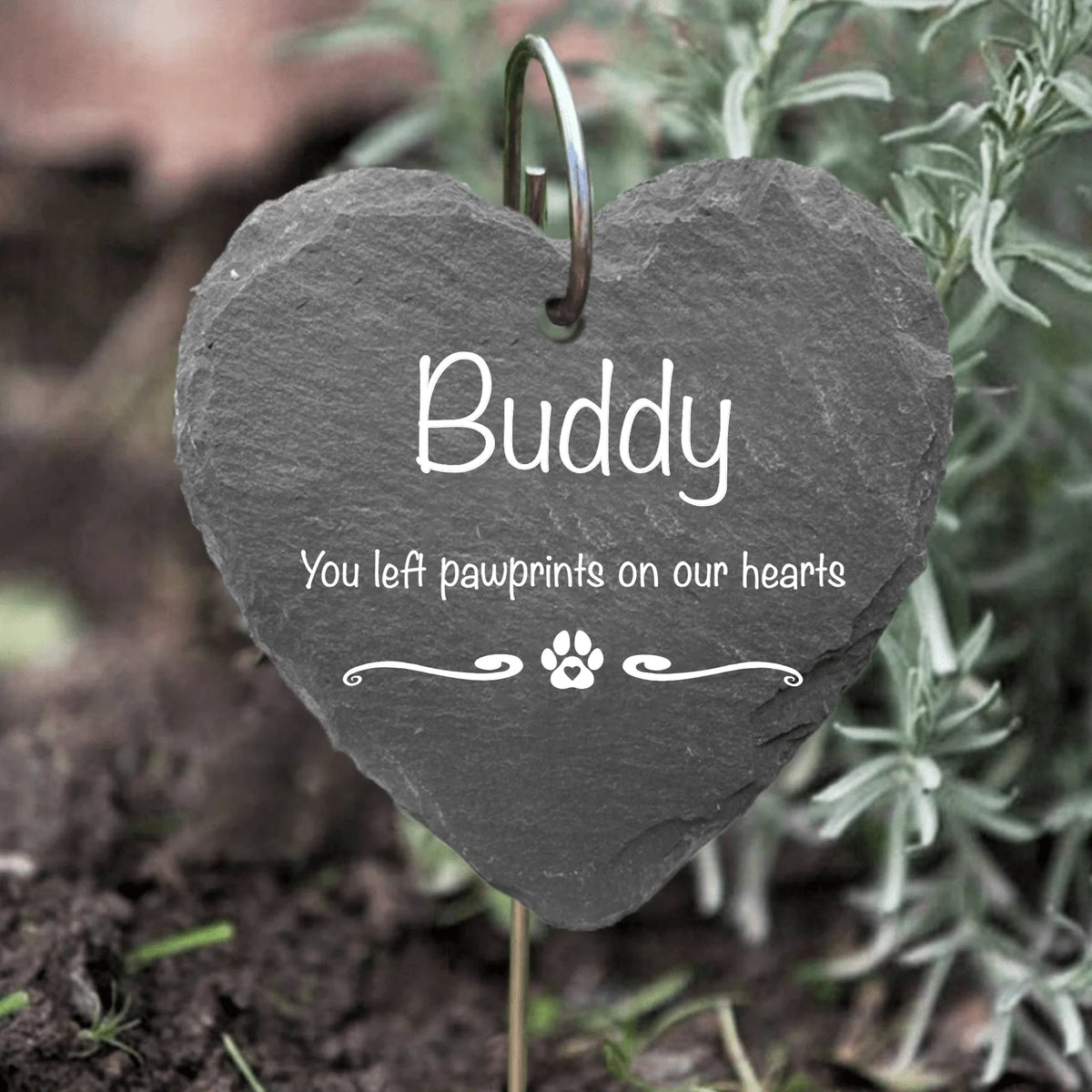 Pet Memorial Garden Slate and Hook / Pet loss / Oval Memorial Plaque / Loss of Dog / Pet Bereavement Gift / Garden Memorial - GS01
